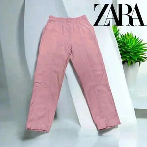 ZARA, Minimalist Straight-Cut Casual Trousers,  Medium, Pink